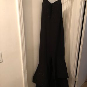 Strapless mermaid black cocktail dress